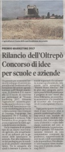 Articolo della Gazzetta di Mantova del 25 febbraio 2017 dedicato al Premio Marketing 2017