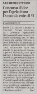 Articolo della Gazzetta di Mantova del 12 marzo 2017 dedicato al Premio Marketing 2017